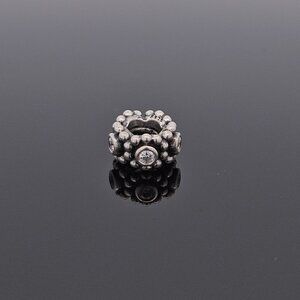 Pandora 925 Sterling Silver Clear Crystal Her Majesty Spacer Charm Bead